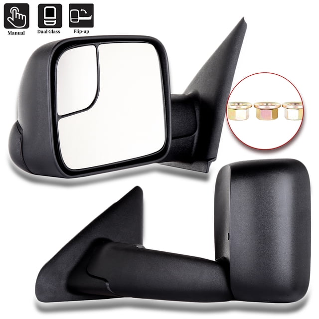 ReYee Towing Mirrors For Dodge Ram 1500/2500/3500 (2002-2009) - Heated, Power Adjust, LED Signal, Manual Fold