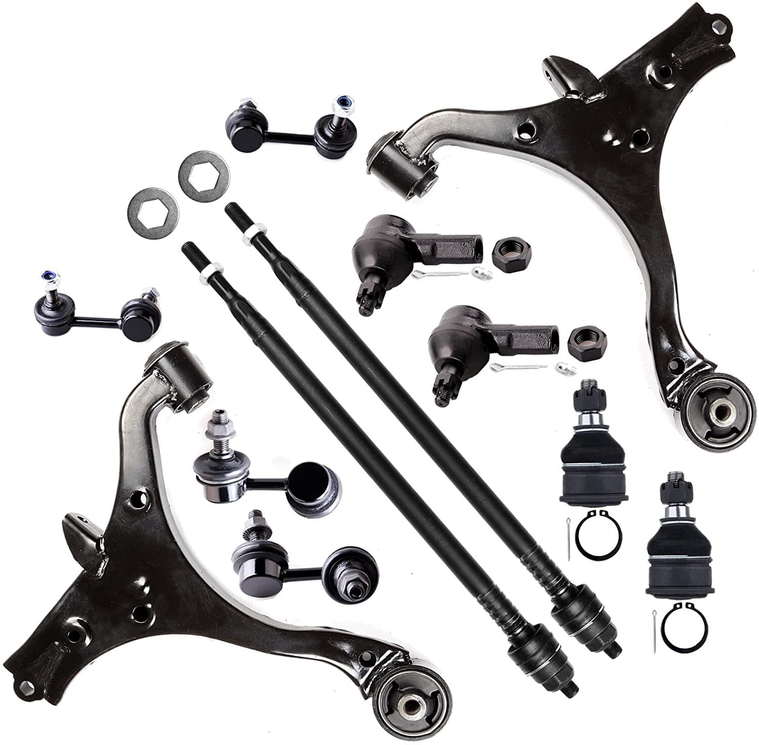 CCIYU Lower Control Arm Lower Ball Joints Rear Front Sway Bar End Link Outer Inner Tie Rod Ends fit for 2003-2005 for Honda Civic Excludes Si Models 12pcs Suspension Kit