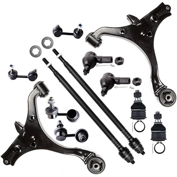 CCIYU Lower Control Arm Lower Ball Joints Rear Front Sway Bar End Link Outer Inner Tie Rod Ends fit for 2003-2005 for Honda Civic Excludes Si Models 12pcs Suspension Kit