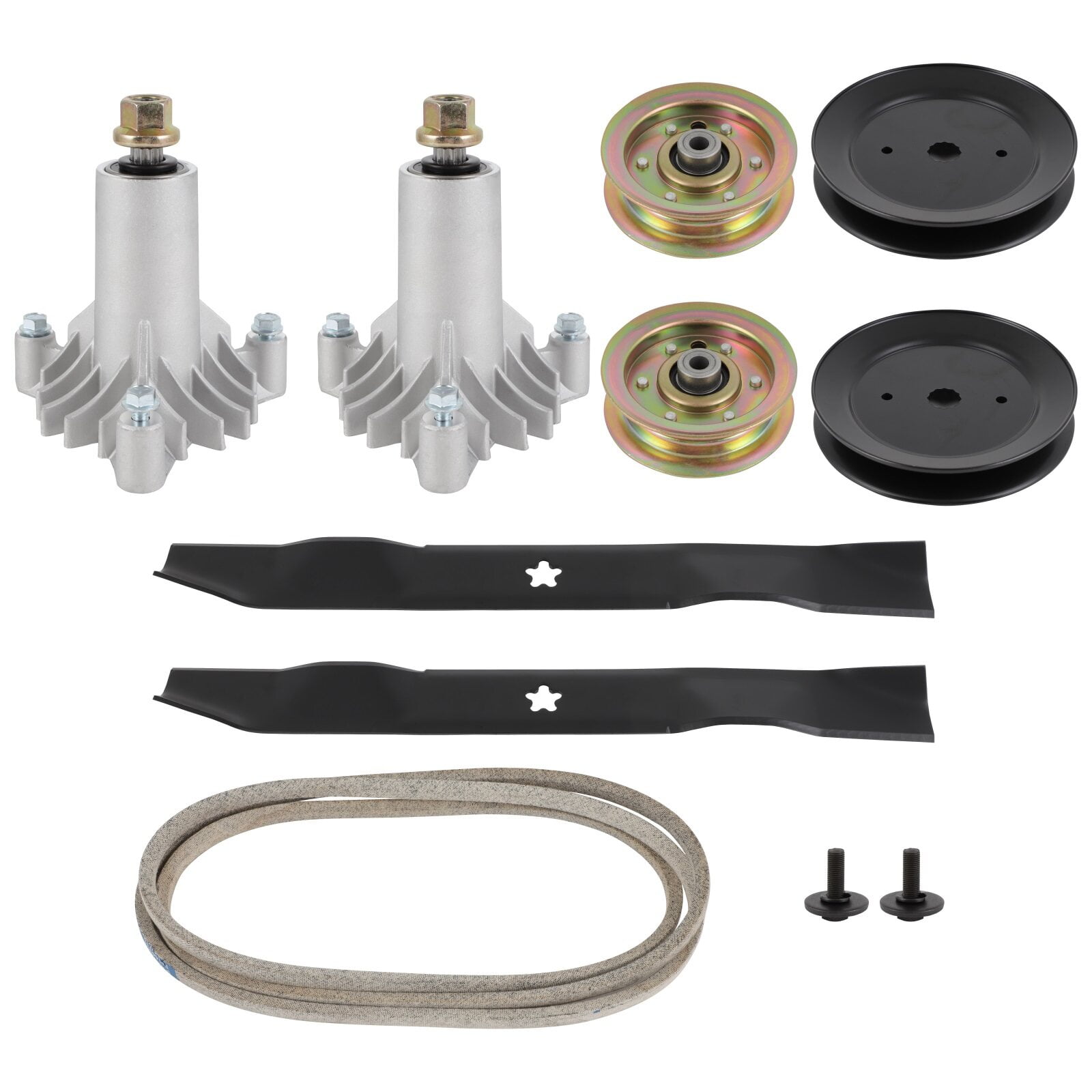 CCIYU Mower Deck Rebuild Kit, 42" Lawn Mower Deck Parts Rebuild Kit Fit for Craftsman LT1000 LTX1000, Fits 130794 134149 144959, 1 Belt 2 spindle assembly 2 Mower Blades 4 pulleys