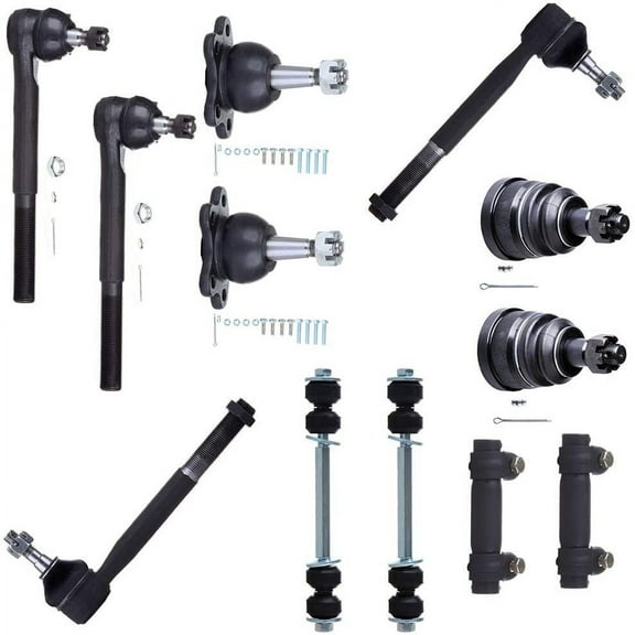 CCIYU Outer Inner Tie Rod Ends Lower Ball Joints Upper Ball Joints Rear/Front Sway Bar Adjusting Sleeve Compatible fit for Chevy Express 1500 2500 96-02 for GMC Savana 1500 12pcs Suspension Kit