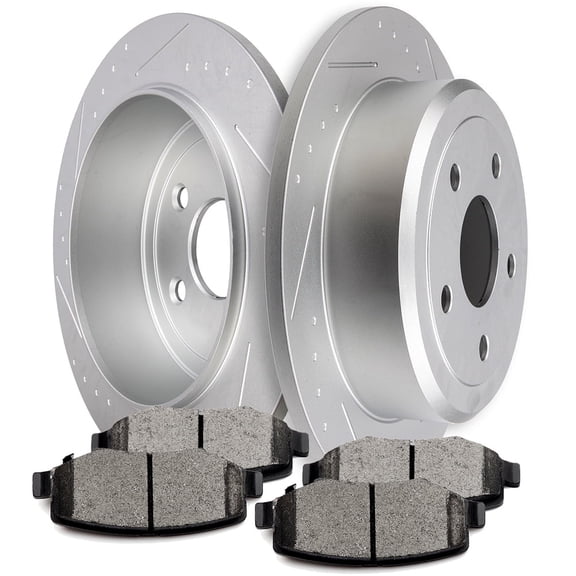 CCIYU Rear Premium Brake Rotors + Ceramic Brake Pads fit for 2007-2017 for Jeep Wrangler, 2018 for Jeep Wrangler JK