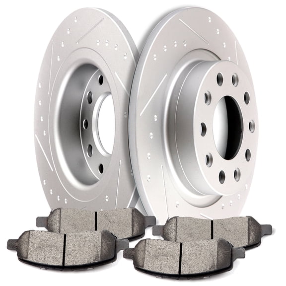 CCIYU Rear Premium Brake Rotors + Ceramic Brake Pads fit for 2013-2016 for Dodge Dart