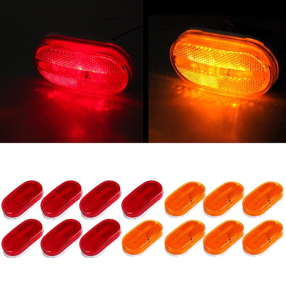 CCIYU Red 3 Light 6 LED Clearance ID Bar Indicator Sealed Waterproof Stainless Steel, Light Bar Replacement fit for Trailer Bus Truck Boat (1 Pack Red Light Bar+2 Red Pack Side Marker Lights)
