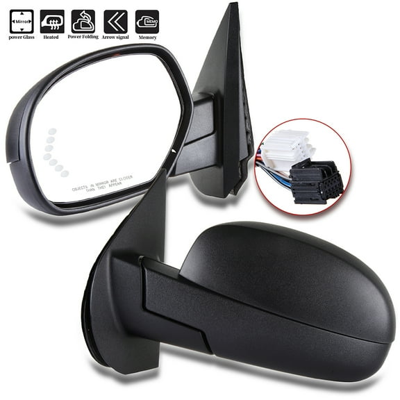 CCIYU Right Side Mirror With Power Adjustment Power Folding Heated Turn Signal Memory puddle lamp Fit For 2007-2013 For Chevy Silverado For GMC Sierra For GMC Yuko For Chevy Avalanche For Suburban