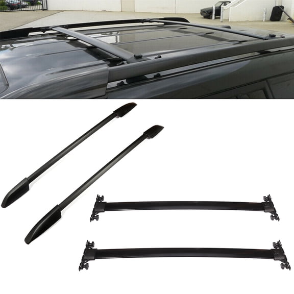 CCIYU Roof Rack Crossbar + Side Rails Fit for Toyota Highlander 2008-2013 4pcs Aluminum Car Top Luggage Carrier Set