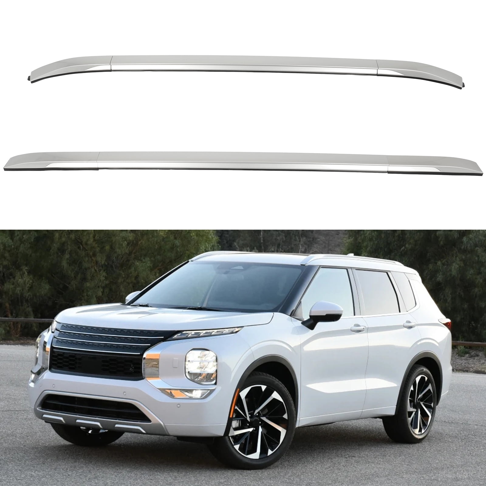 CCIYU Roof Rack Side Rails Silver 165LBS Compatible For Mitsubishi Outlander 2022-2024 Car Top Luggage Carrier Rails