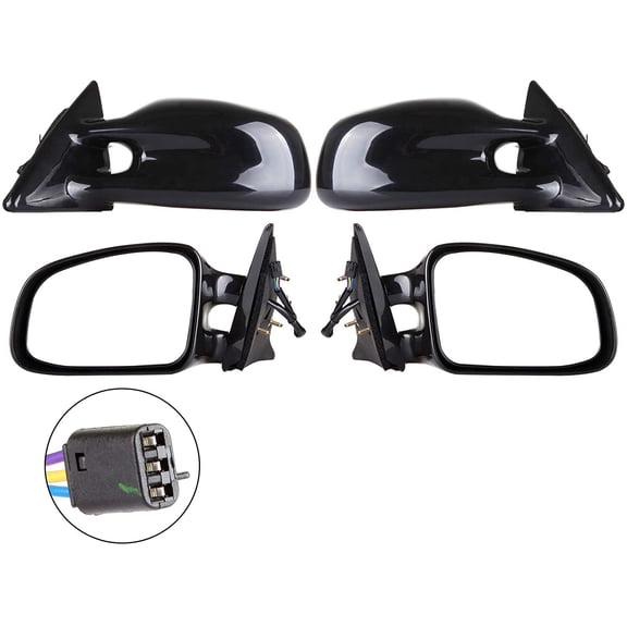 CCIYU Side View Mirror for 1999 2000 2001 2002 2003 For Pontiac Grand Am Power Adjustment Non- Heated Black Non-Folding Replacement Rear View 10312053, GM1320191, 10312052, GM1321191