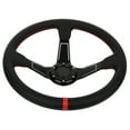 thumbnail image 1 of CCIYU Steering Wheel, 350MM/14inch 3" DEEP DISH 6 Bolt For JDM Sport Racing Steering Wheel Red Stitch PVC Leather Horn Button US Included, Cable, Wrench 14in (Black), 1 of 5