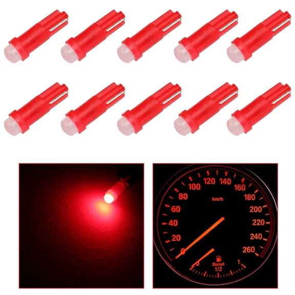 CCIYU T5 LED Bulb, 74 Red Instrument Dashboard Gauge Cluster Light, COB LED Wedge Bulbs Light 2721 37 286 18 DC 12V-24V Dash Light