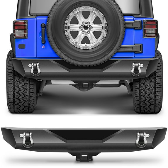 CCIYU Texture Black Rear Bumper with D-ring Compatible for 2007-2018 for Jeep Wrangler JK