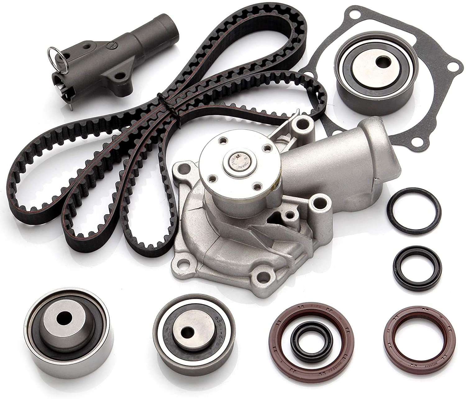 CCIYU Timing Belt Water Pump with Gasket Tensioner Bearing Fits 2004-2009 Mitsubishi Eclipse Galant Lancer Outlander 2.4L SOHC 4G69
