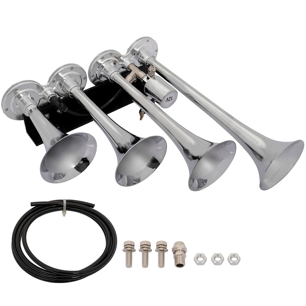 GAMPRO 12V 150dB Air Horn, 45cm Chrome Zinc Single Trumpet Air Horn Con - View #8