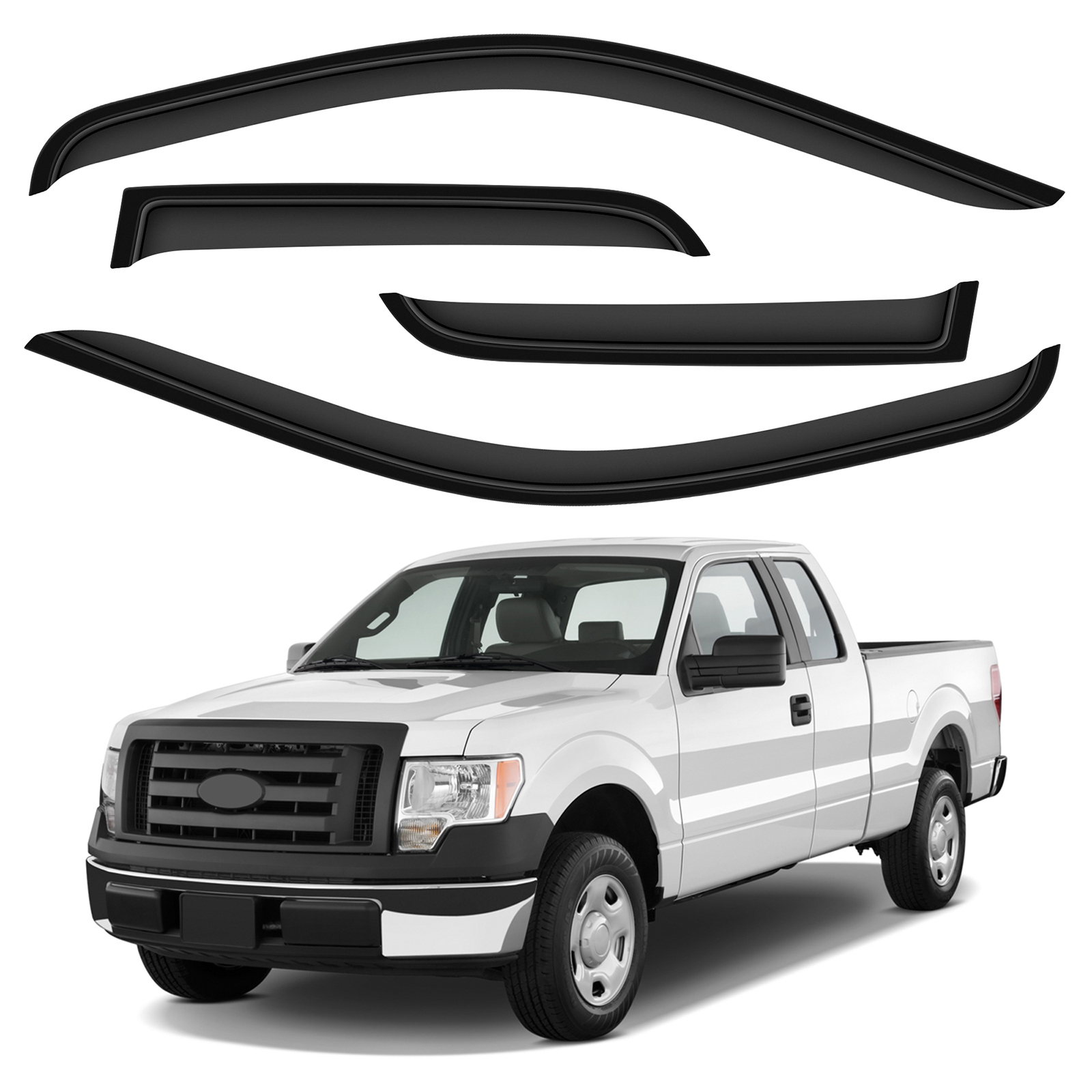 F150 Side Rear Window Deflector CCIYU Window Visors Side Window Deflector Window Deflector Sun Rain ...