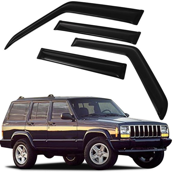 CCIYU Window Visors Side Window Deflector Window Deflector Sun Rain Guard 4Pcs Set Replacement fit for 1984-2001 For Jeep For Cherokee