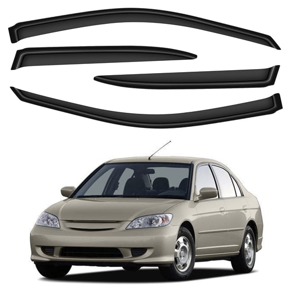 CCIYU Window Visors Side Window Deflector Window Deflector Sun Rain Guard 4Pcs Set Replacement fit for 2001-2005 For Honda Civic 4 Dr Sedan Slim