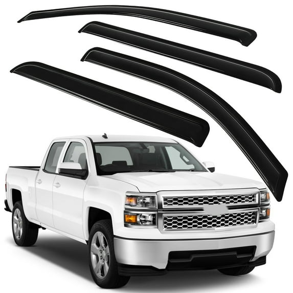 CCIYU Window Visors Side Window Deflector Window Deflector Sun Rain Guard 4Pcs Set Replacement fit for 2014-2018 For Chevrolet Silverado 1500