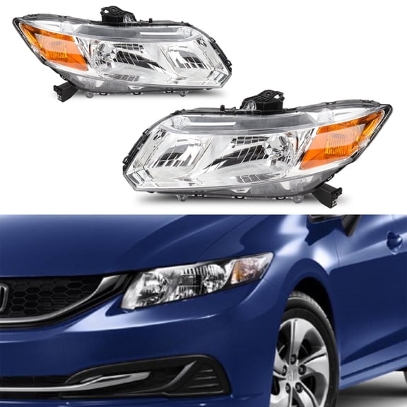CCIYU headlights assembly For Honda Civic 2012-2015 With protective coating Chrome Housing Amber Reflector Clear Lens