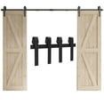 thumbnail image 1 of CCJH 14FT Double Door Sliding Barn Door Hardware Track Kit Basic J Pulley Fit 42" Wide Door Panel Black, 1 of 7