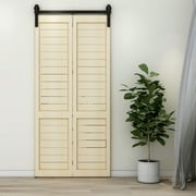 CCJH 3FT/36in Bi-Folding Barn Door Hardware Sliding Track kit Heavy Duty for 2 Doors No Wood Door Hardware Only