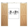 thumbnail image 1 of CCJH 7Ft Stainless Steel Sliding Barn Door Hardware Kit Heavy Duty Fit 21" for Double Wood Door, 1 of 8