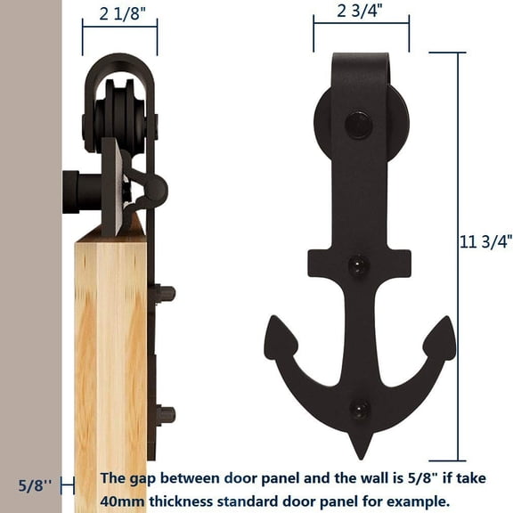 CCJH 8 FT Sliding Barn Door Hardware Track Kit Fit Max 48" Wide Door Single Door Hanging Rail Anchor Style Black