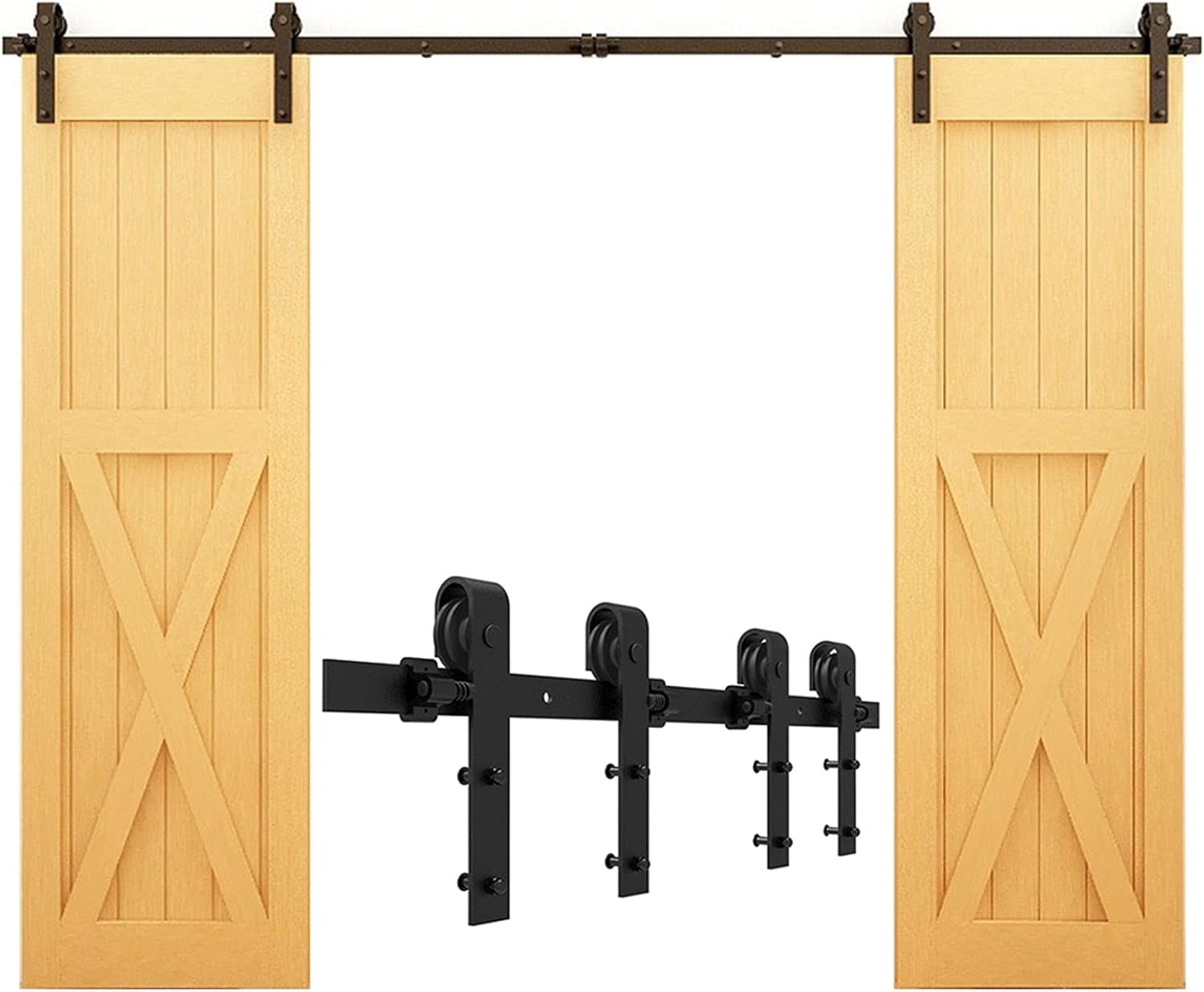 6ft Sliding Barn Door Hardware Kit - Heavy Duty I-Shape Hanger For 36" Doors
