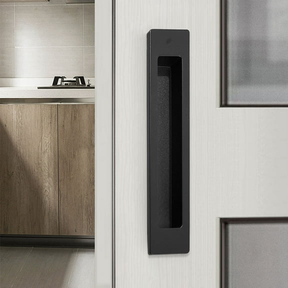 CCJH Invisible Door Knob For Sliding Barn Wood Door Door Handle Easy Install Black 180mm*38mm(7.1''*1.5'')