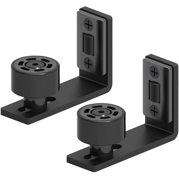 CCJH Sliding Barn Door Bottom Adjustable Floor Guide Wall Mount Stay Roller Guides Black 2 Pack