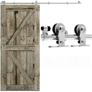 CCJH Stainless Steel 6.6FT Sliding Barn Door Hardware Kit Fit 39.6” Width Single Door T-Shaped Silver