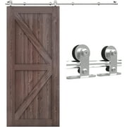CCJH Stainless Steel 6FT Sliding Barn Door Hardware Kit Fit 36  Width Single Door T-Shaped Silver