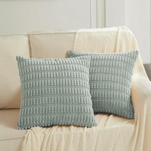 CCJR 2 Packs Grey Blue Decorative Throw Pillow Covers 18x18 Inch for