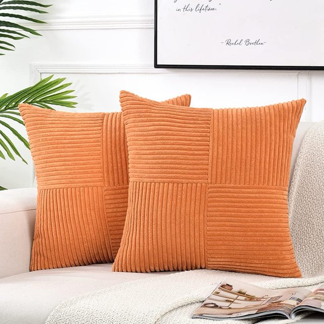 CCJR 2 Packs Orange F Decorative Throw Pillow Covers 16x16 Inch for