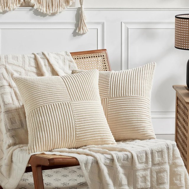 CCJR 2 Packs Tan Decorative Throw Pillow Covers 18x18 Inch for Living