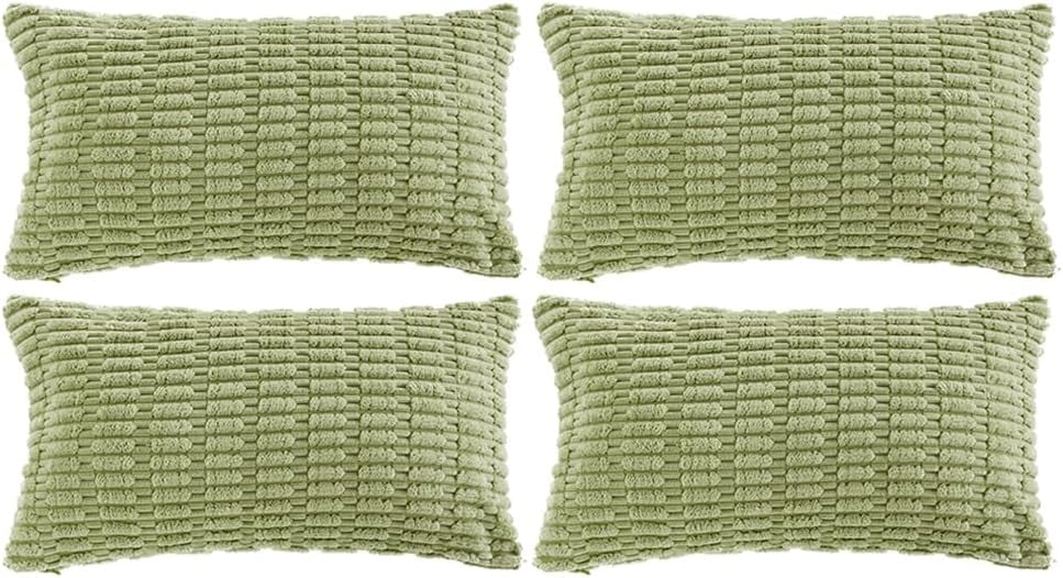 CCJR 4 Packs Sage Green Decorative Throw Pillow Covers 14x24 Inch for