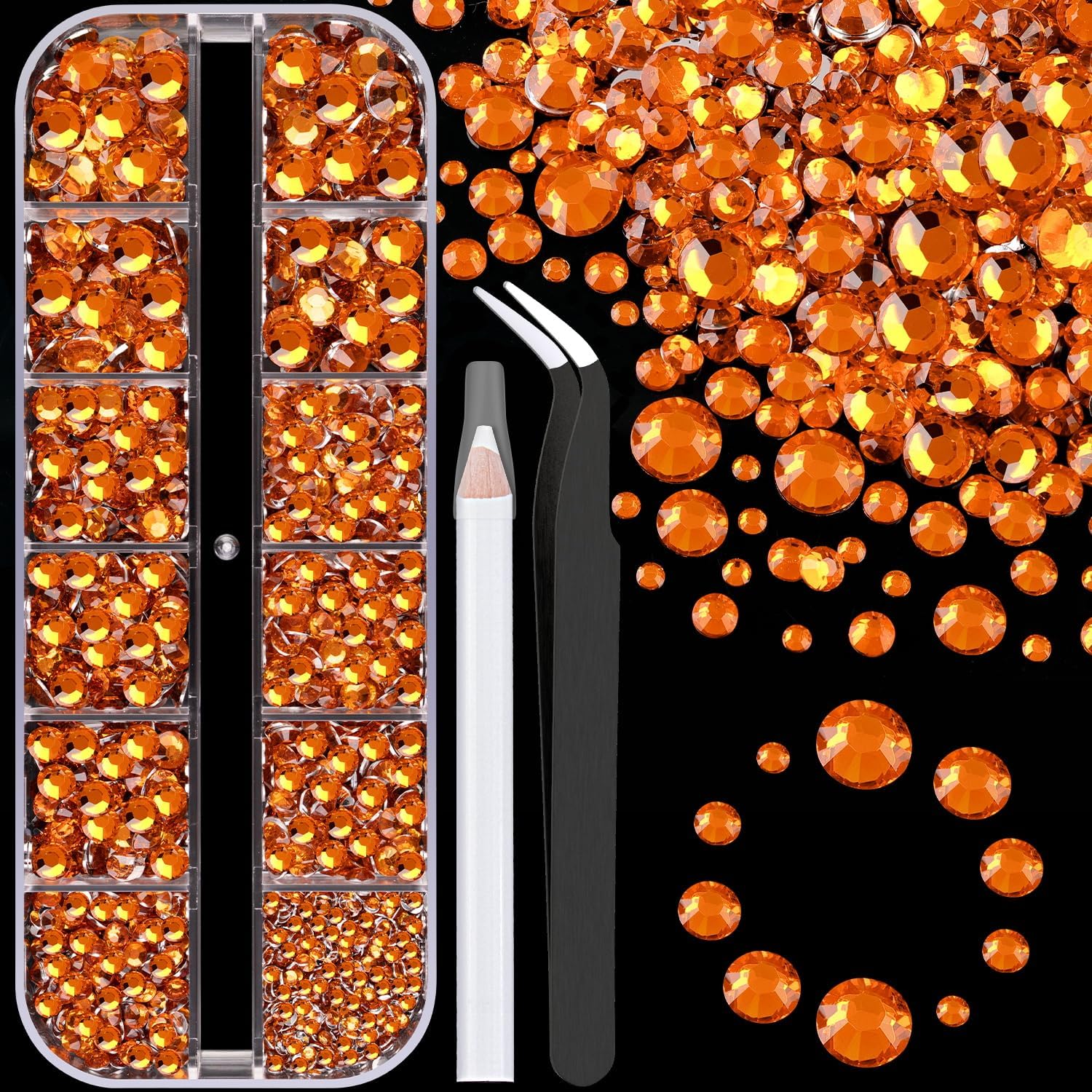 CCJR Resin Rhinestones for Crafting, 1 Box Orange Flatback Crystals for ...