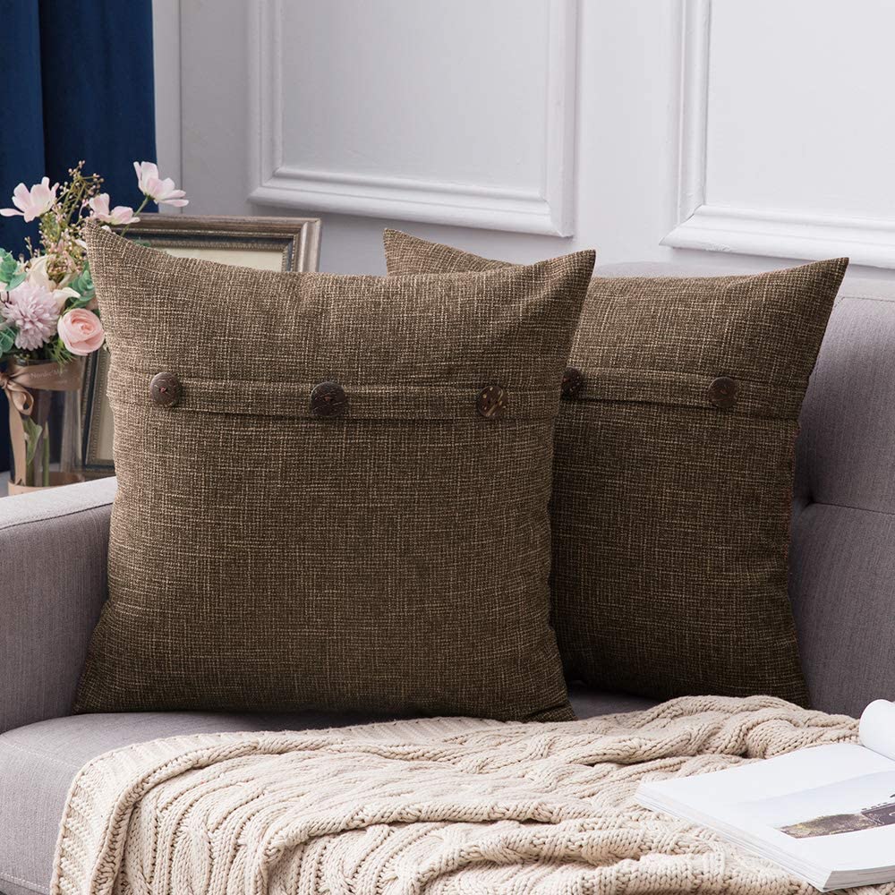 CCJR Set of 2 Decorative Linen Throw Pillow Covers Cushion Case Triple