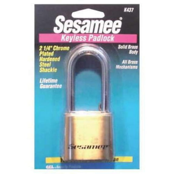 CCL Sesamee Keyless Padlocks, 5/16 in Diam., 2 1/4 in L X 1 in W, Brass - 1 EA (197-K0437)