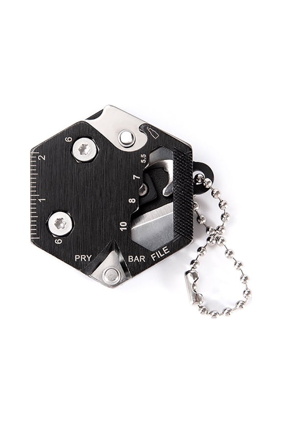 Hexagonal Multitool Keychain,Portable Pocket Tool with Folding Cutter,Screwdriver Set,Bottle Opener for Outdoor Hiking,Camping,Emergency Seat Belt Cutter,Small Fashion Keychain Tool