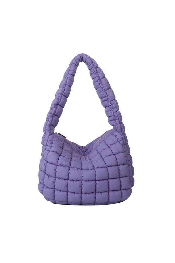 Crossbody Bag for Women, Puffy Quilted Cloud Bag with Adjustable Strap, Pleated Puffy Crossbody Shoulder Bag,Fluffy Compact Shoulder Handbag Cute Underarm Purse,Lightweight Plaid-Style Tote