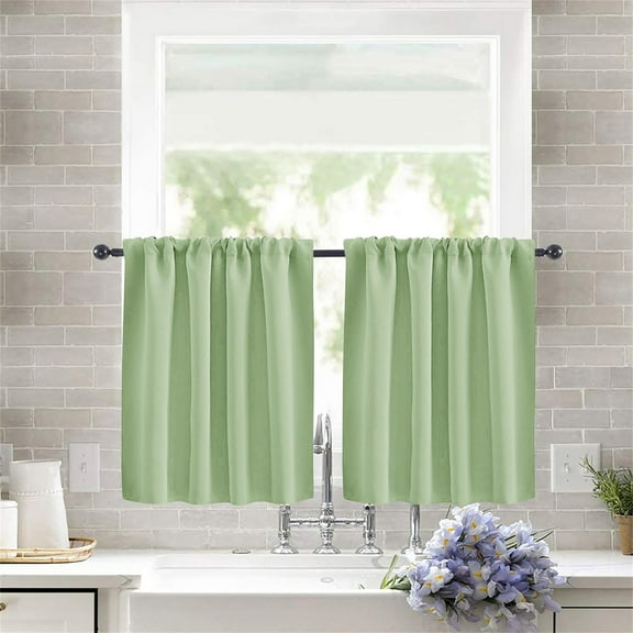 CCMAOLU Small Window Curtains,Light Blocking Energy Efficient Drapes for Bedroom,Kitchen,Bath,RV,Built with Truly Blackout Grey Fabric & Clip Rings,Solid Color Curtains Living Room