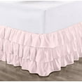 thumbnail image 1 of CCNY 10" Inch Drop Multi Ruffled Bed Skirt Olympic Queen Size 100% Microfiber Made Pink Color, 1 of 6