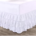 thumbnail image 1 of CCNY 10" Inch Drop Multi Ruffled Bed Skirt Short Queen Size 100% Microfiber Made White Color, 1 of 6