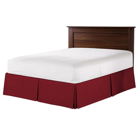 CCNY 10" Inch Drop Pleated Bed Skirt Olympic Queen Size 100% Microfiber Made Burgundy with Split Corners
