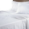 thumbnail image 1 of CCNY 100% Egyptian Cotton 400 TC Sheet Set 4 Pc Sheet Set 1 Fitted Sheet, 1 Flat Sheet & 2 Pillowcases 15 Inch Deep Pocket (Short Queen-White Stripe), 1 of 5