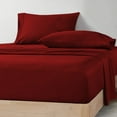 thumbnail image 1 of CCNY 100% Microfiber Bed Sheets, Luxurious Soft 4Pc Sheet Set - 1 Fitted Sheet, 1 Flat Sheet & 2 Pillowcases 18 Inch Deep Pocket (Short King-Burgundy Solid), 1 of 5
