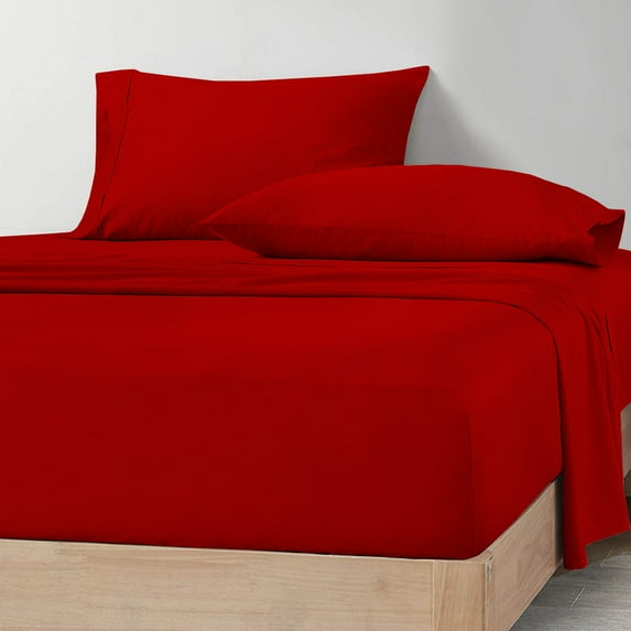 CCNY 100% Microfiber Bed Sheets, Luxurious Soft 4Pc Sheet Set - 1 Fitted Sheet, 1 Flat Sheet & 2 Pillowcases 21 Inch Deep Pocket (Twin XL-Blood Red Solid)