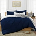 thumbnail image 1 of CCNY 100% Microfiber Duvet Cover with 2 Matching Pillowcases King/Cal King Size Reversible Pattern, Zipper Closure, Corner Ties (Navy Blue), 1 of 7