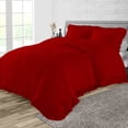 thumbnail image 1 of CCNY 100% Microfiber Duvet Cover with 2 Matching Pillowcases Oversized King Size Trimmed Ruffle Pattern, Zipper Closure, Corner Ties (Blood Red), 1 of 7