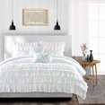 thumbnail image 1 of CCNY 100% Microfiber Duvet Cover with 2 Matching Pillowcases Oversized Queen Size Multi Ruffle Pattern, Zipper Closure, Corner Ties (White), 1 of 7